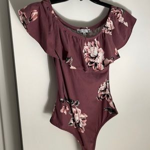 Purple floral bodysuit